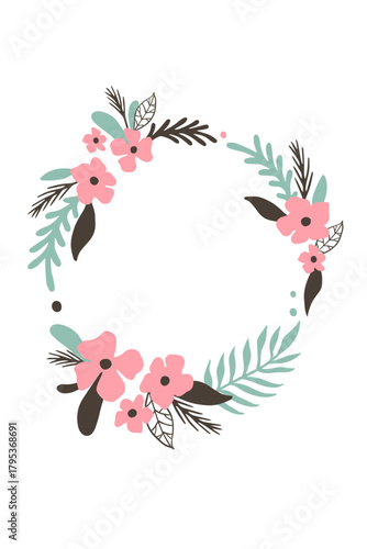 Floral wreath framing copy space for creative design