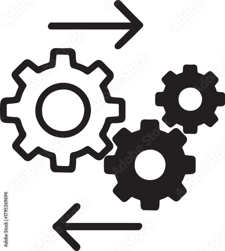 set of gear wheels cogs smooth process icon vector