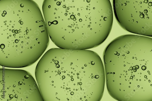 Фотография Close-up of translucent green gel infused with bubbles, ideal for eco-luxury cam
