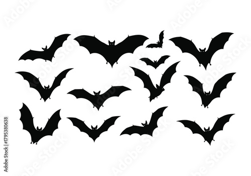Bat silhouettes flying