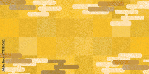 金のタイルと雲の背景素材