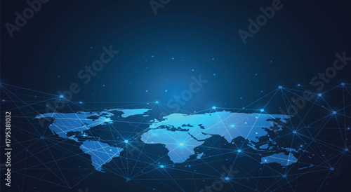 network lines and dots world map