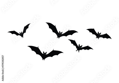 Bat silhouettes flying