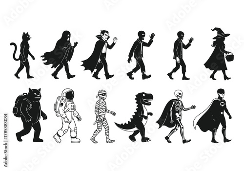 Halloween characters walking collection