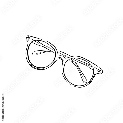 Glasses illustration hand drawn in black and white.