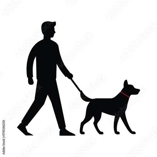 silhouette of a man with a dog