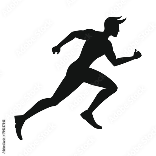 Black vector silhouette illustration of young athletes running, jumping, and sprinting in sports competition