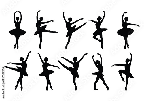 Ballerina silhouettes dancing poses collection