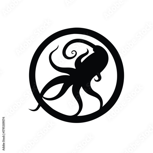Intricate Marine Kraken Silhouette Graphic Design