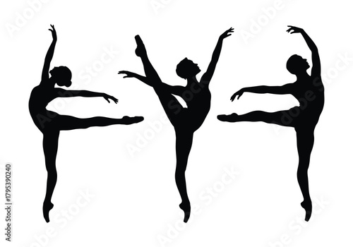 Ballet dancer silhouettes in elegant poses