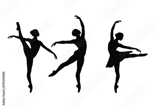 Ballerina silhouettes in ballet poses