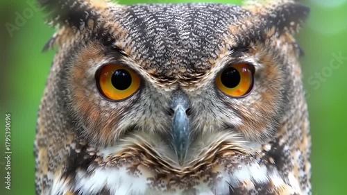 Owls Intense Stare with Close Up, and Nature Background.