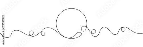 WebRound shape in continuous line art style in continuous line drawing style. Minimalist round shape sketch in black linear isolated on white background. Vector illustration .EPS 10 .