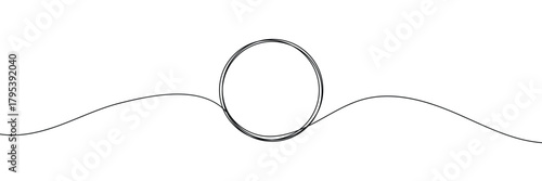WebRound shape in continuous line art style in continuous line drawing style. Minimalist round shape sketch in black linear isolated on white background. Vector illustration .EPS 10 .
