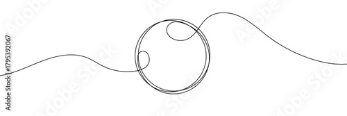 WebRound shape in continuous line art style in continuous line drawing style. Minimalist round shape sketch in black linear isolated on white background. Vector illustration .EPS 10 .