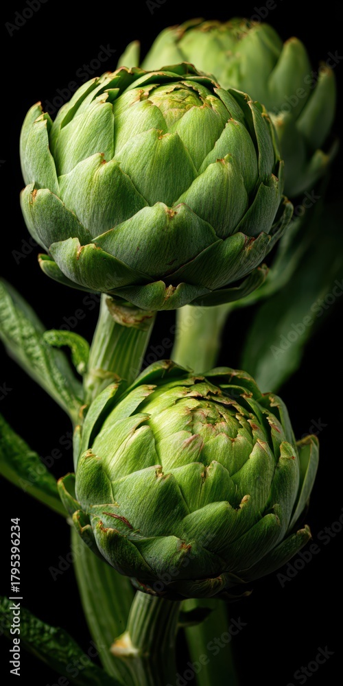 Obraz premium Fresh Organic Baby Artichokes: Nutrient-Rich Green Delights for Healthy Cooking and Eating