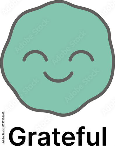 Grateful Emotion Icon for Wellness Apps - Hand Drawn Vector