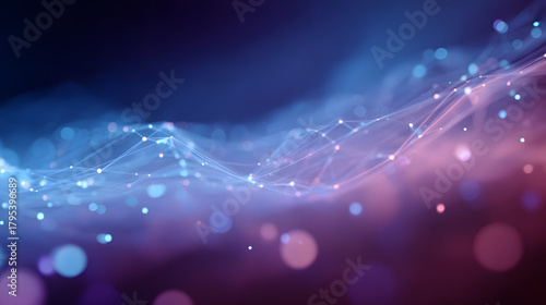 Neon Fiber Network Flowing Through Abstract Space