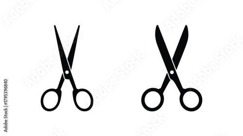 Sharp professional scissors icon set ready for precise cutting tasks and creative projects, symbolizing precision and craftsmanship