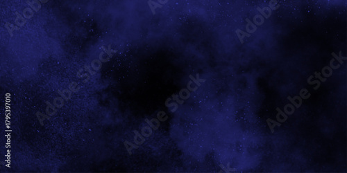 Demin Fog or smoke color isolated background for effect, text or copyspace. Blue and purple steam on a black background.