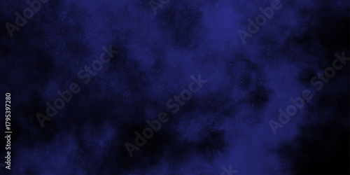Demin Fog or smoke color isolated background for effect, text or copyspace. Blue and purple steam on a black background.