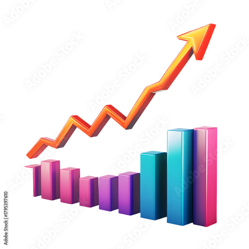 Free Download Rising Bar Chart Showing Growth Trend and Statistical Data - GFXLoad