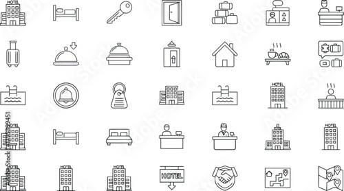 Collection of hotel and accommodation icons