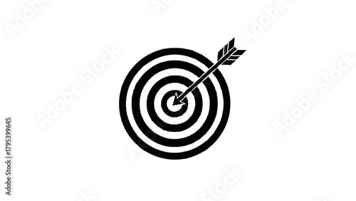 Vector illustration of target with arrow icon, black silhouette, on a transparent background