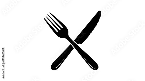Vector illustration of crossed fork and knife icon, on a transparent background