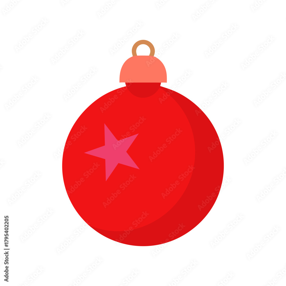 Fototapeta premium Red Christmas Ornament Centered on White Background