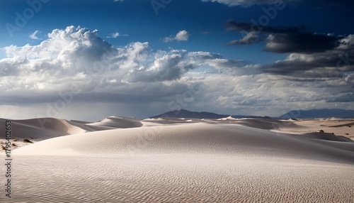 vast white desert dunes under cloudy sky