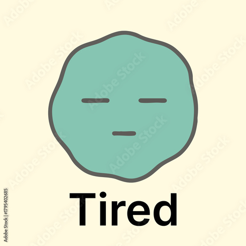Tired Emotion Icon for Wellness UI - Organic Vector Illustration