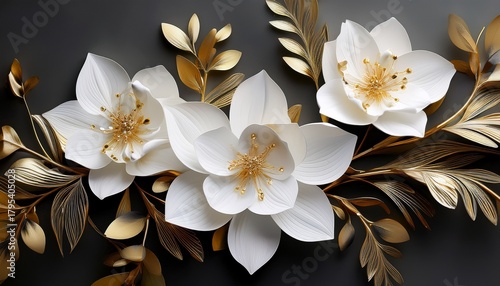 elegant white flowers with gold accents