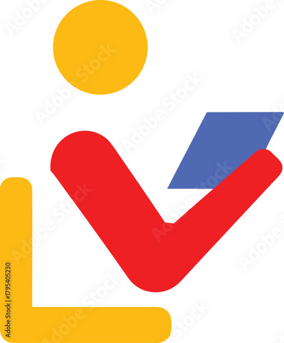 Creative concept icon of person reading with a tablet in vibrant colors representation