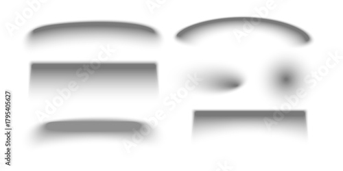 Set of shadow effects. Collection with different oval, round, and linear shadows