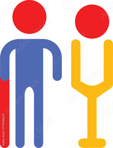 Symbolic depiction of a disabled person needing support or assistance with a caregiver companion