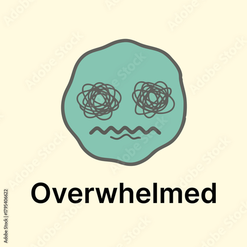 Overwhelmed Emotion Icon for Mental Health Apps - Vector