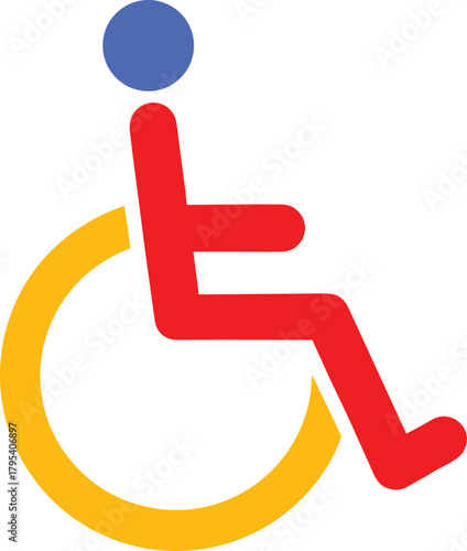 Accessibility icon for disabled people symbolizes inclusion and support with simple colorful graphic design