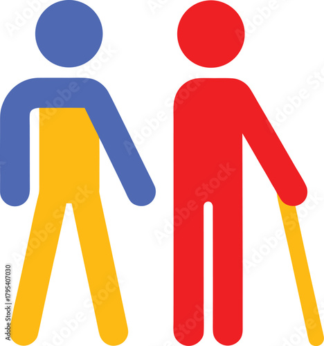 Symbolic representation of accessibility inclusion and assistance depicting diversity and support with people icons