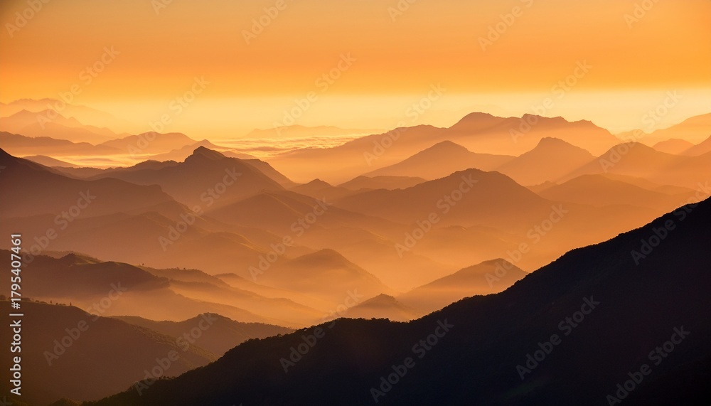 Obraz premium misty orange toned mountain range