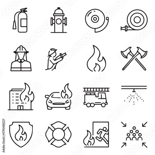 Fire Safety Rescue Icon Pack