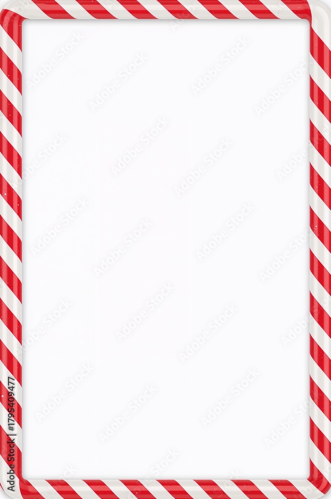 Fototapeta premium Candy Cane Christmas Frame Background – Red and White Striped Holiday Border for Text, Cards, Invitations or Social Media