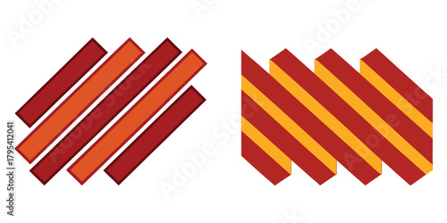 Abstract Geometric Design with Parallel Bars and Contrasting Color Schemes