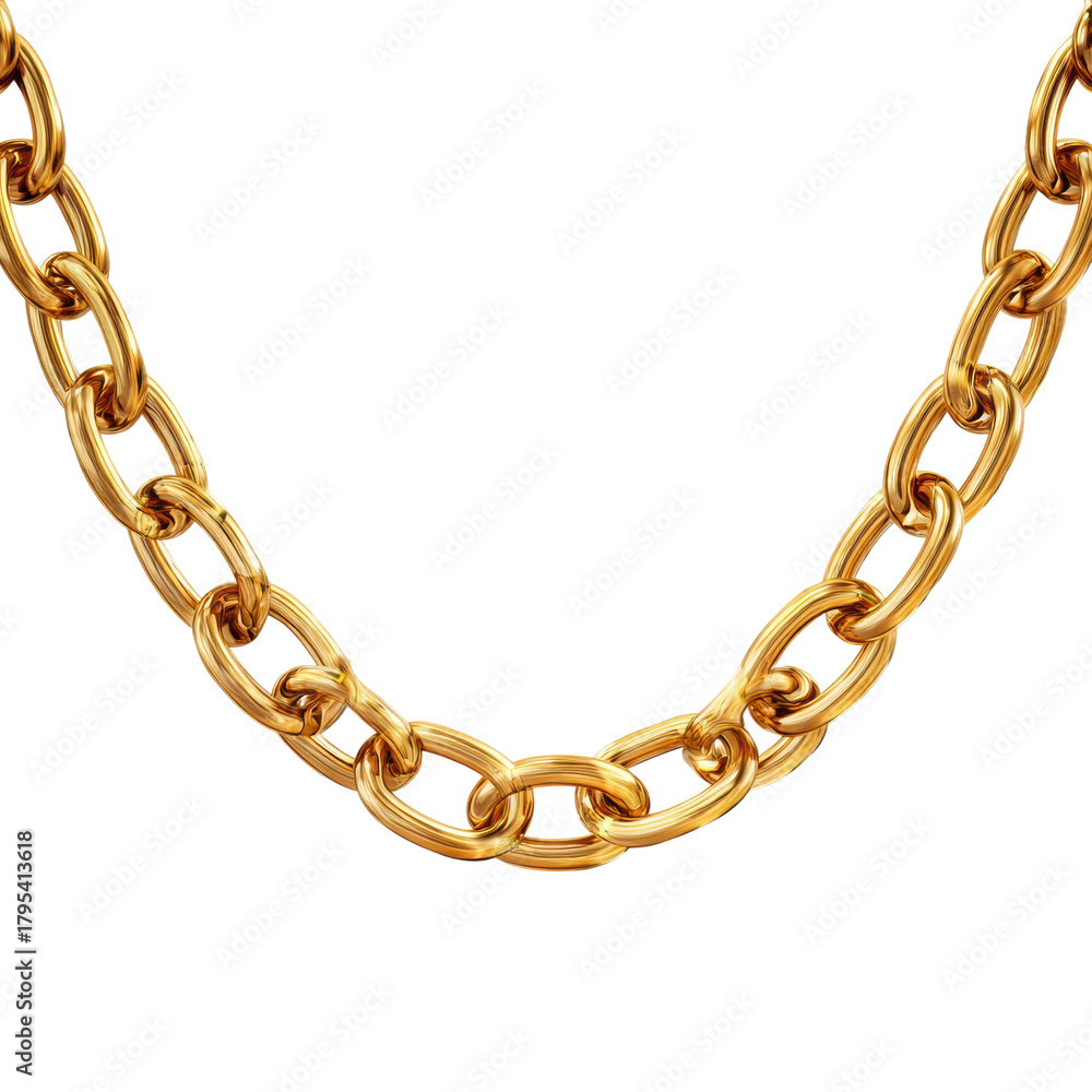 Fototapeta premium Showcasing elegant gold chain jewelry product isolated on transparent background