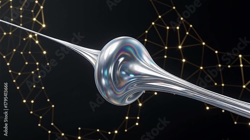 Liquid Metal Flowing Across Digital Circuit Board Abstract Technology Background Mercury Droplets Nanotechnology Concept Futuristic AI Computer Hardware Design