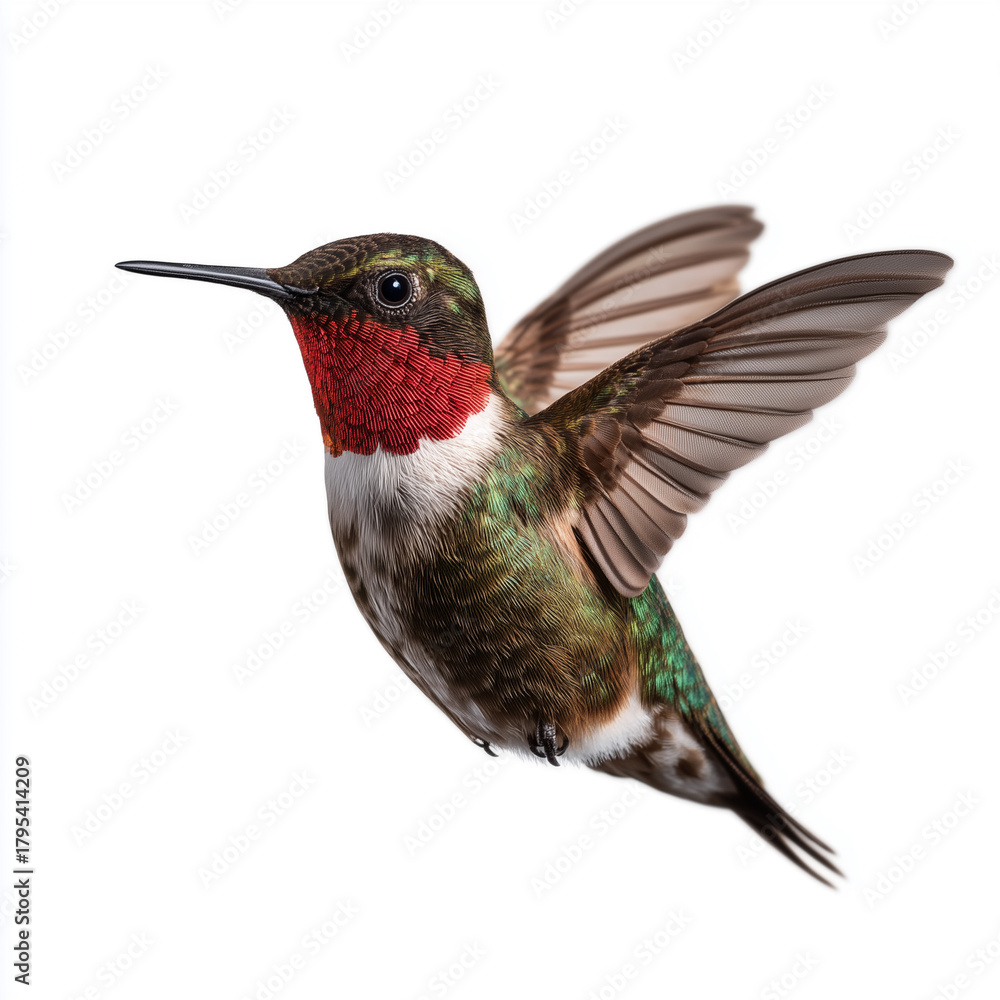 Fototapeta premium Ruby-Throated Hummingbird Hovering Mid-Air