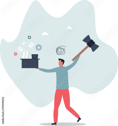 Frustration and chaos from computer problem or tech failure, stressful or anxiety from overworked or disappointment and mistake concept.Life and employment of people.