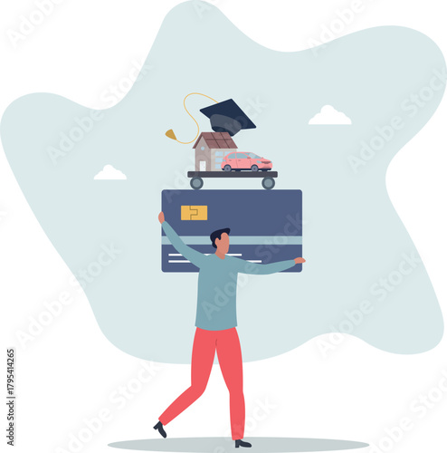 Debt, cost of living or expense to pay for, financial obligation for lifestyle concept.Life and employment of people.