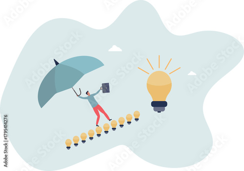 Career success with business knowledge or creativity, man leadership or career growth and achievement concept.Life and employment of people.