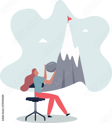 Perseverance, grit or persistence to push effort to success, resilience and strength to keep pushing and achieve goal and success concept.Life and employment of people.